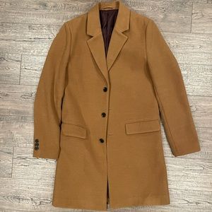 Men’s M River Island Camel pea overcoat.